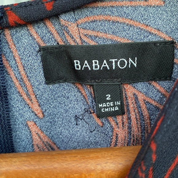 Aritzia BABATON Navy & Red Printed Prosper Cut Out Dress Size 2 - Picture 5 of 8